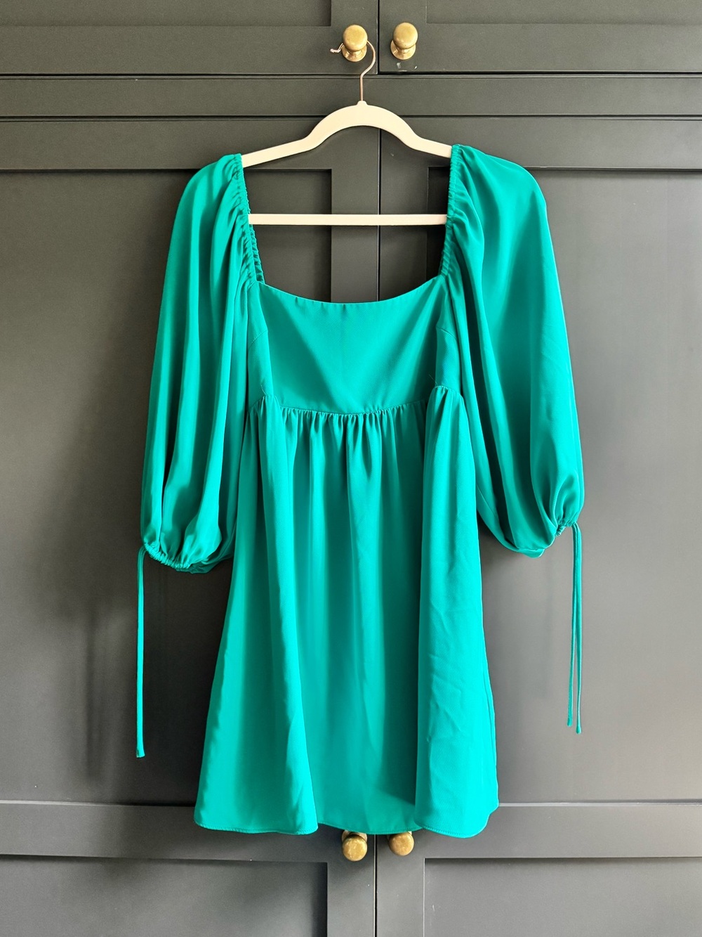 Amanda Uprichard Women’s Square Neck Puff Sleeve Tunic Top - Teal